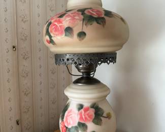 Victorian Floral Hurricane Lamp 