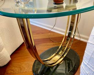 Base view of accent glass top table