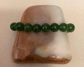 MMS066 Green Jade Bead Bracelet 