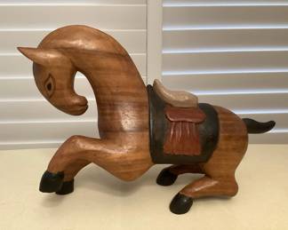 MMS089 Large Carved Wooden Horse