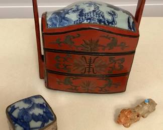 MMS033 Chinese Snuff Bottle, Layered Wedding Lunch Box & Shard Trinket Box