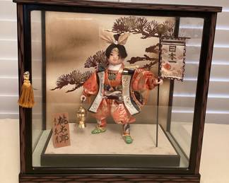 MMS031 Kyugetsu Japanese Warrior Boy Doll In Glass Case