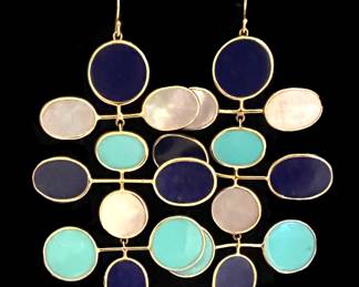 5i3 Ippolita turquoise, MOP and lapis chandelier earrings