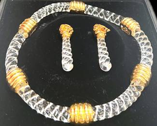 3g1 Steuben Crystal Necklace Earrings by Angela Cummings 