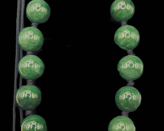 0g Tiffany Co nephrite jade beads on silk cord by Elsa Peretti