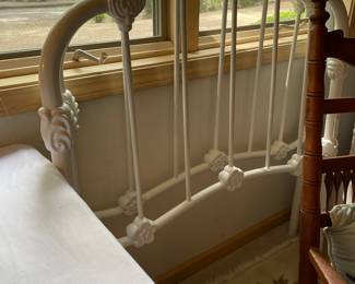 pair of twin metal headboards, we have one twin bed w/nice mattresses