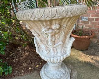 Pair of large concrete urns