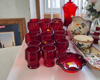 Fostoria coin urn with lid in perfect condition, cherry red (ruby red) Viking glassware… Great for Valentine’s Day, Fourth of July, retro kitchens, Christmas