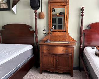 F3 - $275. Antique Dresser / Washstand. Measures 18" deep x 36" wide x 69" tall. Excellent Condition. Solid wood construction. 