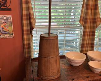 F111 - $45. Butter Churn with lid and dasher