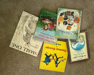 Children's vintage books - once you learn to read, you can turn them rightside up.