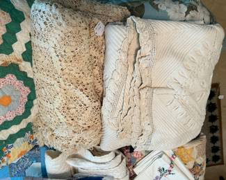 Two handmade bedspreads - early 20th C. crochet work