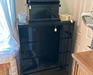 Black lacquer tall chest