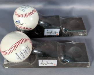 George Brett McDonald's Souvenir Baseballs Including The Cooperstown Career, 1980 The Magical Season, And The Beginning, Total Qty 6, With Plastic Display Stands, Qty 2, And Cloyd Boyer Autographed Baseball
