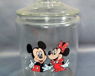 Mickey Mouse Cookie Jars, Qty 3, And Cookie Cutters, Qty 5, Mickey Mouse Candle Glass, Total Qty 9