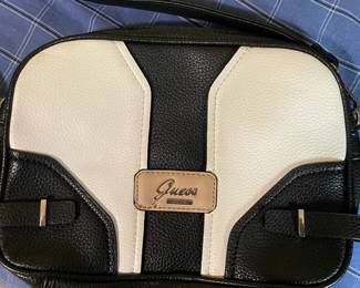 Guess Black/White Leather Crossbody Purse