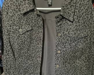 Style & Co Leopard Print Jean Jacket - Size Medium