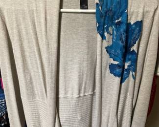 INC Tan/Blue Floral Cardigan