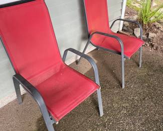 Pair of Red Sling Back Patio Chairs