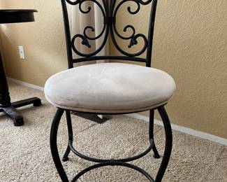 French Style Black Metal Vanity Stool