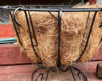 Black Metal Planter with Coconut Fiber