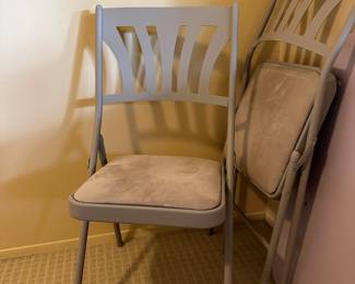 Pair of Samsonite Buff Lace Folding Chairs, Card Table