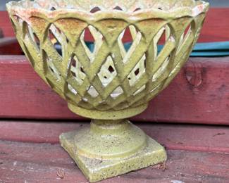 Yellow Painted Cast Iron Plant Holder