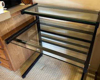 Black Metal Desk with Glass Top