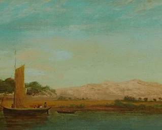 63
John Ross Key
1837-1920
"Sacramento Valley, California," 1886
Oil on canvas
Signed lower left: John Ross Key; titled and dated in ink on the stretcher
8.75" H x 27.5" W
Estimate: $5,000 - $7,000