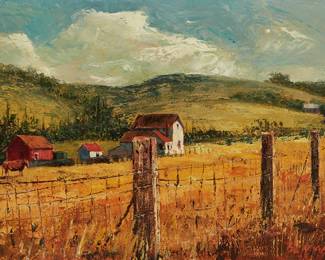108
Ben Abril
1923-1995
"Mendocino County"
Oil on canvas
Signed lower right: Ben Abril; titled on the stretcher
20" H x 30" W
Estimate: $800 - $1,200