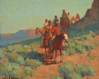 21
Edgar Alwin Payne
1883-1947
Riding Near Canyon De Chelly
Oil on canvas
Signed lower left: Edgar Payne
20" H x 24" W
Estimate: $70,000 - $90,000