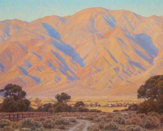 73
Charles Muench
b. 1966
Inyo Mountains
Oil on canvas
Signed lower right: Charles Muench; signed again with the artist's copyright and inscribed verso: 1001
40" H x 60" W
Estimate: $10,000 - $15,000