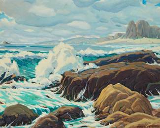 59
Arthur Hill Gilbert
1894-1970
Rocky Coastal Landscape
Oil on canvas
Signed lower right: Arthur Hill Gilbert
24" H x 30" W
Estimate: $6,000 - $8,000