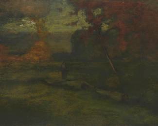70
George Inness
1825-1894
"Twilight," 1889
Oil on canvas laid to canvas
Signed lower left: G. Inness
30" H x 45" W
Estimate: $15,000 - $20,000