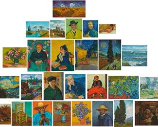 48
Paul Saltarelli
1955-2019
A Group Of 27 Miniature Paintings After Vincent Van Gogh, 1998-2001
Each: Oil on board
26 work with the artist's name, title, dates of the miniature and the original work, and inscribed in ink, all on the frame's backing paper: Paul Saltarelli / after Vincent Van Gogh; "Starry Night" with the artist name, title, date of the miniature in Roman numerals, and inscribed ink on the frame's backing paper
Smallest: 1.25" H x 2" W; Largest: 3" H x 4.75" W
Estimate: $12,000 - $18,000