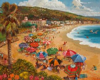 112
Filastro Mottola
1915-2008
"Party Time Laguna Beach"
Oil on Masonite
Signed lower right: Mottola; signed again and titled, verso
24" H x 32" W
Estimate: $3,000 - $5,000
