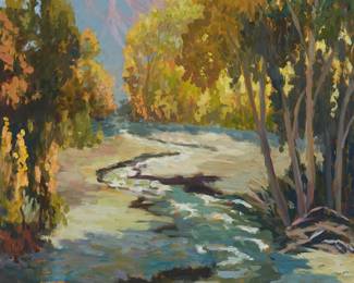 135
Robert Ferguson
b. 1958
"Whitewater Canyon," 2023
Oil on canvas
Signed lower left: Robert Ferguson; signed again, titled, dated, and inscribed in pencil, verso
48" H x 36" W
Estimate: $1,500 - $2,500