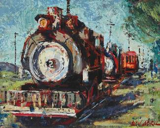 109
Ben Abril
1923-1995
Train On A Railway
Oil on canvas
Signed lower right: Ben Abril
18" H x 24" W
Estimate: $1,000 - $1,500