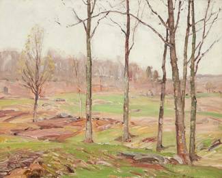 28
George Gardner Symons
1861-1930
Trees In A Landscape
Oil on canvas
Signed lower left: Gardner Symons
20" H x 25" W
Estimate: $3,000 - $5,000