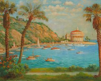 18
Andreas Roth
1871-1949
A View Of Avalon On Catalina Island, 1937
Oil on canvas laid to panel
Signed and dated lower left: Andreas Roth
15" H x 20" W
Estimate: $2,000 - $3,000