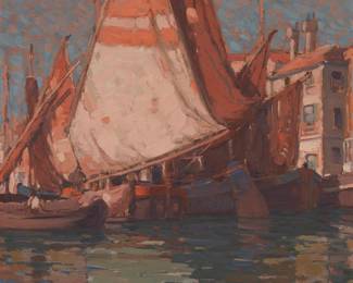 58
Edgar Alwin Payne
1883-1947
Italian Boats (Chioggia)
Oil on canvas
Signed lower right: Edgar Payne
24" H x 20" W
Estimate: $20,000 - $30,000