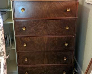 Mid Century 5 Drawer Chest Of Drawers, 47" x 30" x 17"