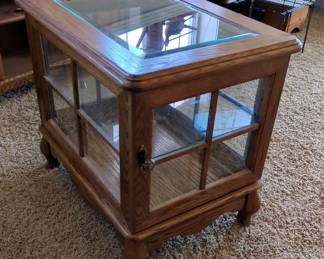 Display End Table With Door, 23" x 25" x 18", With Beveled Glass Top And Single Glass Shelf