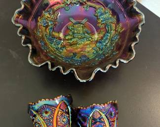 Glass Assortment Including Uranium Glass Candy Dish And Basket, Pink Depression Glass, Milk Glass Serving Bowls, Qty 2, And More, Approximate Total Qty 24