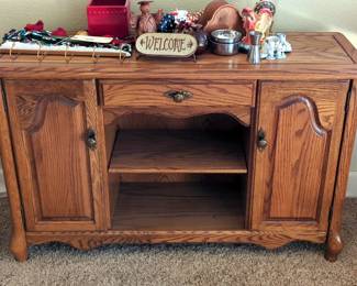 Buffet Cabinet With Open Shelves And 2 Side Cabinets, 28.5" x 46" x 15"