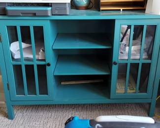Adjustable Shelf Cabinet With Two Glass Doors, 30" X 43" X 16"