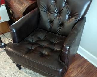 Button Tufted Leather Armchair