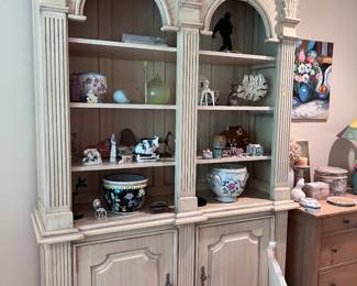 Display Cabinet. Many interesting accessories to complement the cabinet. Cupboard space below.