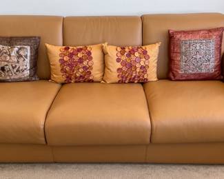 Copenhagen Sofa Bed Terracotta Leather w Walnut Leg