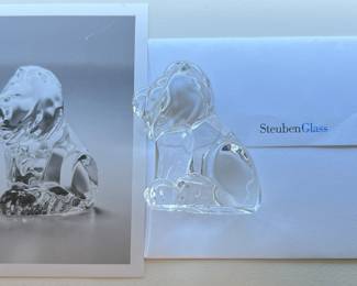 Steuben Glass Lion Hand Cooler 